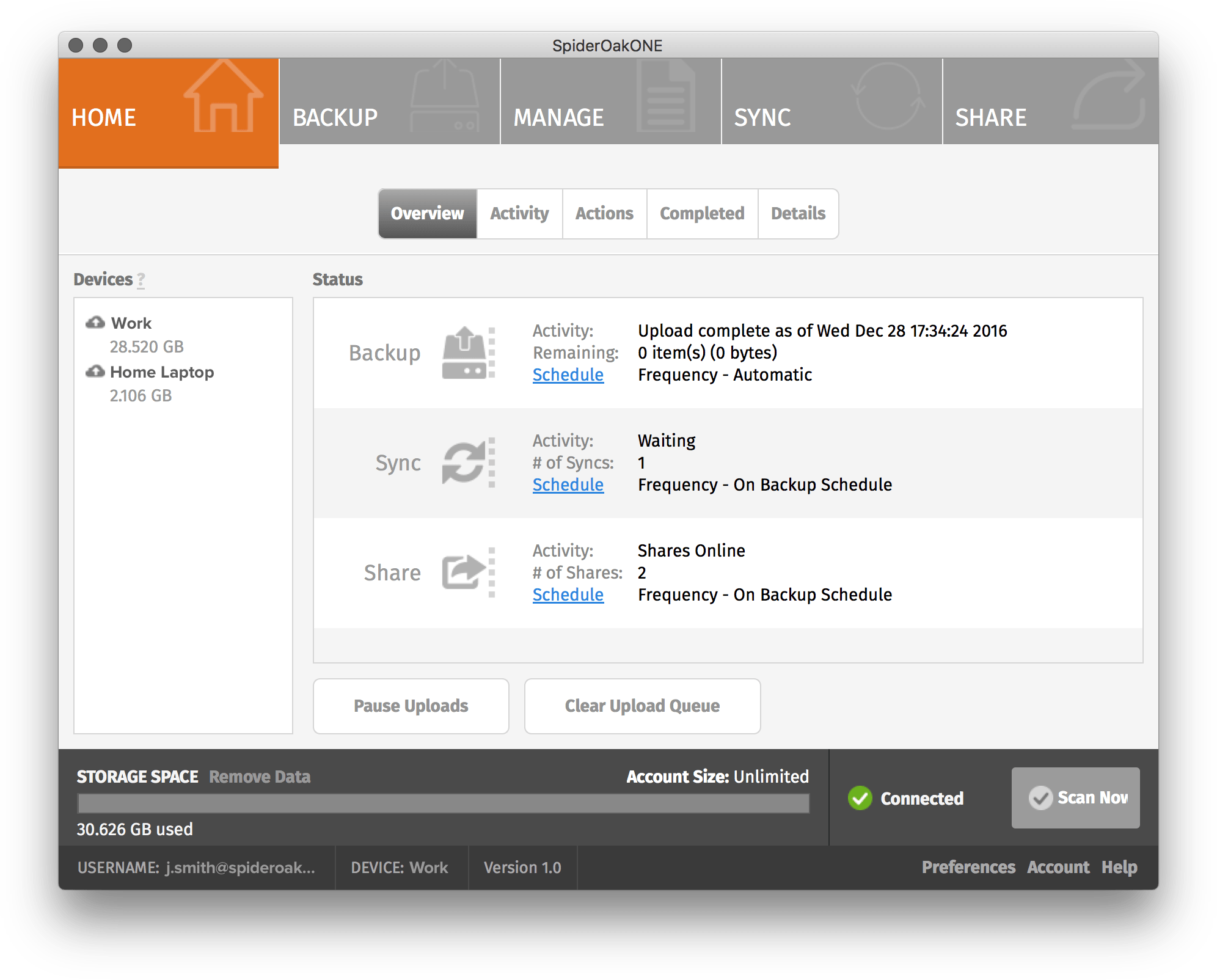 spideroak backup