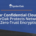 the spideroak logo with text that reads, your confidential cloud spideroak protects