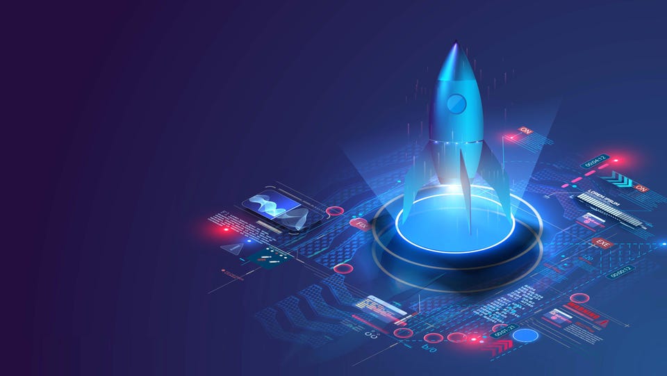 a futuristic device with a blue light coming out of it