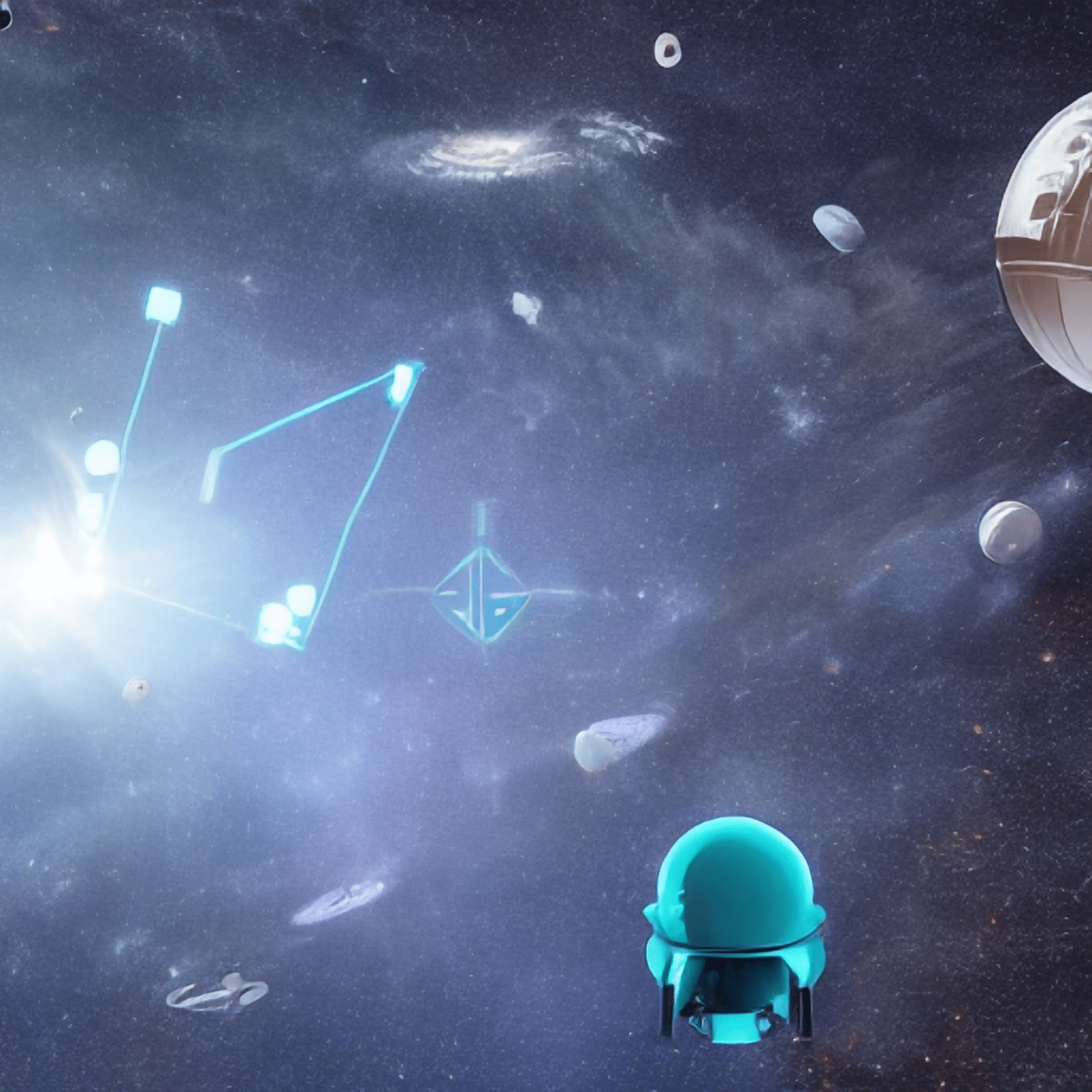 an artist's rendering of a space station in the middle of a galaxy